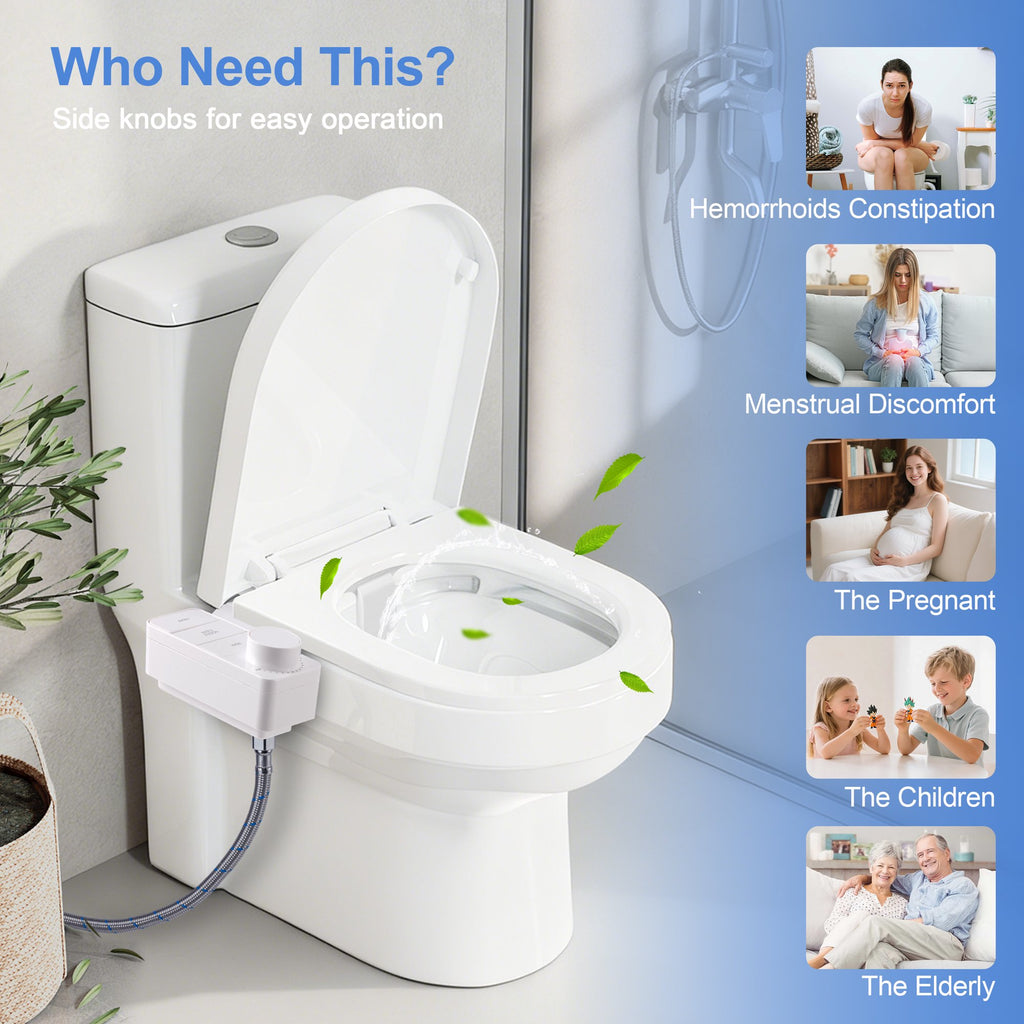 Doulami Bidet Attachment for Toilet, Self-Cleaning Cold Water Bidet, Non-Electric Toilet Seat Attachment,Dual Nozzle Adjustable Water Pressure