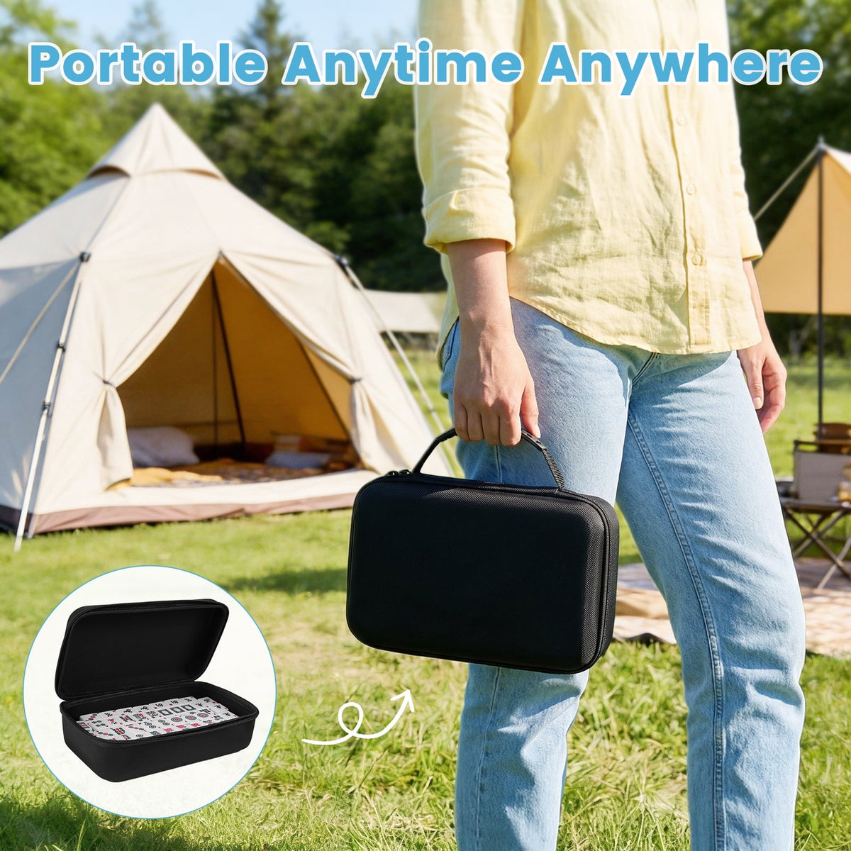 Doulami American Mahjong Set 166 0.8 inches White Tiles, Western MahJongg Set With 100 Chips&3 Large Dice, Portable Travel Mahjongg Set