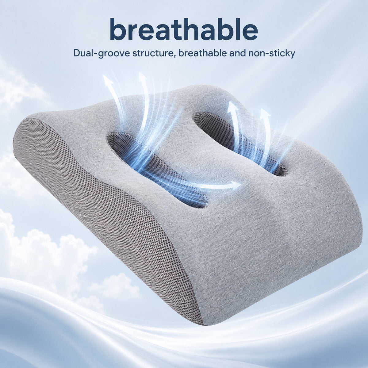Doulami Leg Elevation Pillow, Memory Foam Ergonomic Leg Rest with Dual Breathable Grooves, M-Shape Knee Support for Leg Fatigue Relief, Daily Relaxation & Comfortable Rest
