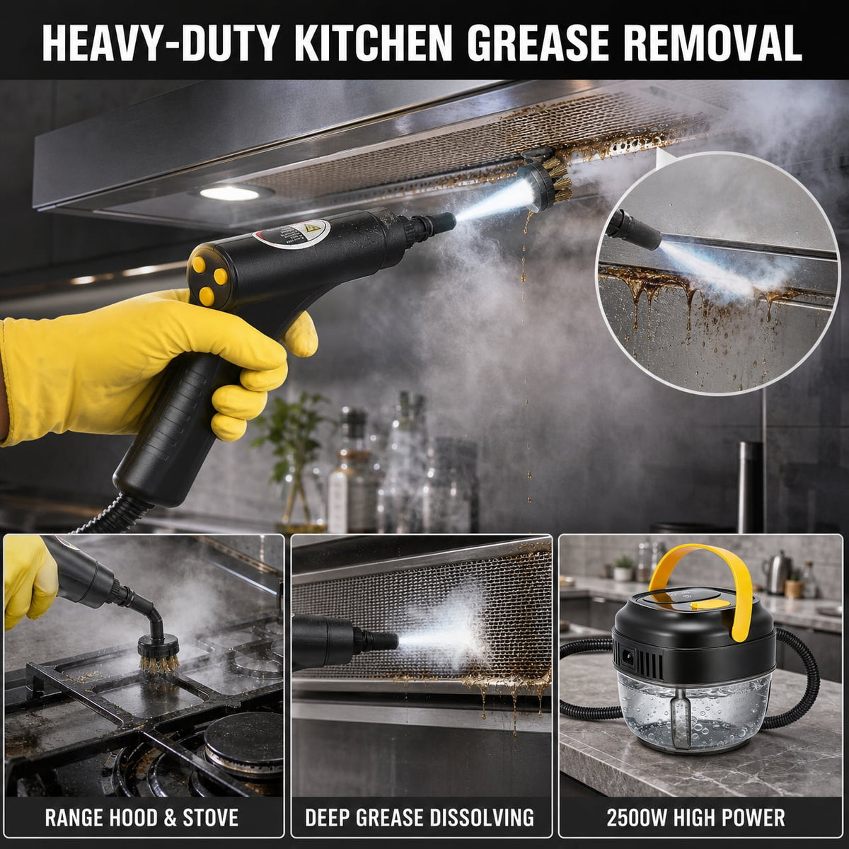 Doulami Steam Cleaner Handheld, 2500W Portable Steamer with 50.7oz Water Tank and 19 Accessories