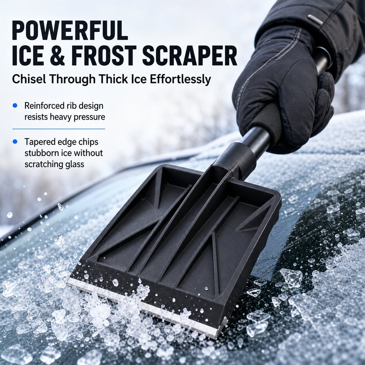 Doulami snow shovel and Ice Scraper 3-in-1 Car Snow Removal Kit, Adjustable Extension Handle with Brush, Square Snow Shovel and Ice Scraper, 95 x 24 x 14 cm