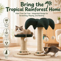 Doulami Cat Scratching Post, Palm Tree Cat Tree Tower with Sisal Posts, Dual Platforms, Hanging Balls and Feather Teaser for Indoor Cats