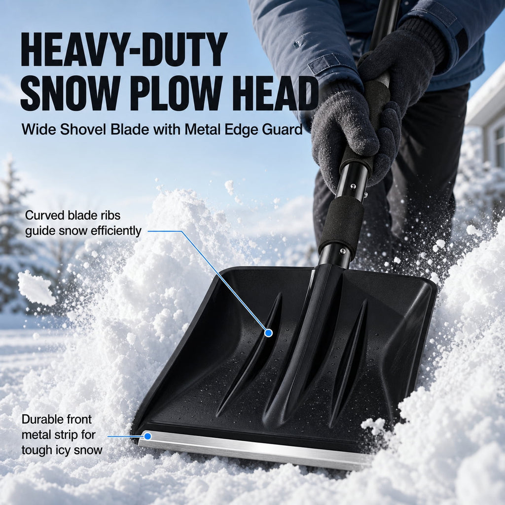 Doulami snow shovel and Ice Scraper 3-in-1 Car Snow Removal Kit, Adjustable Extension Handle with Brush, Square Snow Shovel and Ice Scraper, 95 x 24 x 14 cm