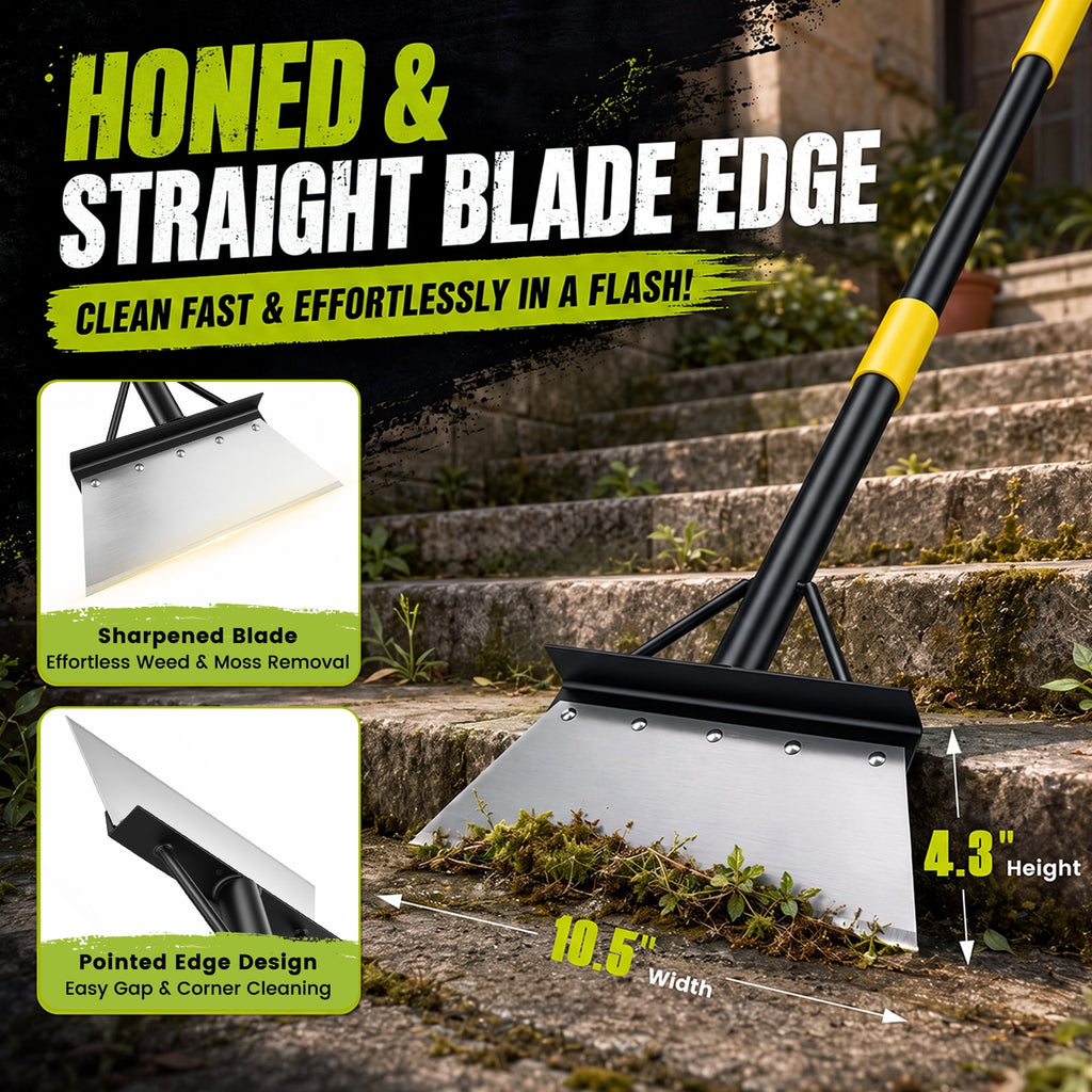 Doulami Heavy Duty Snow Shovel, Steel Flat Shovel with Adjustable Handle, Gardening Scraper Outdoor Spade Tool for Weeding, Lawn Edging, Digging, Ice Removal & Driveway Cleaning